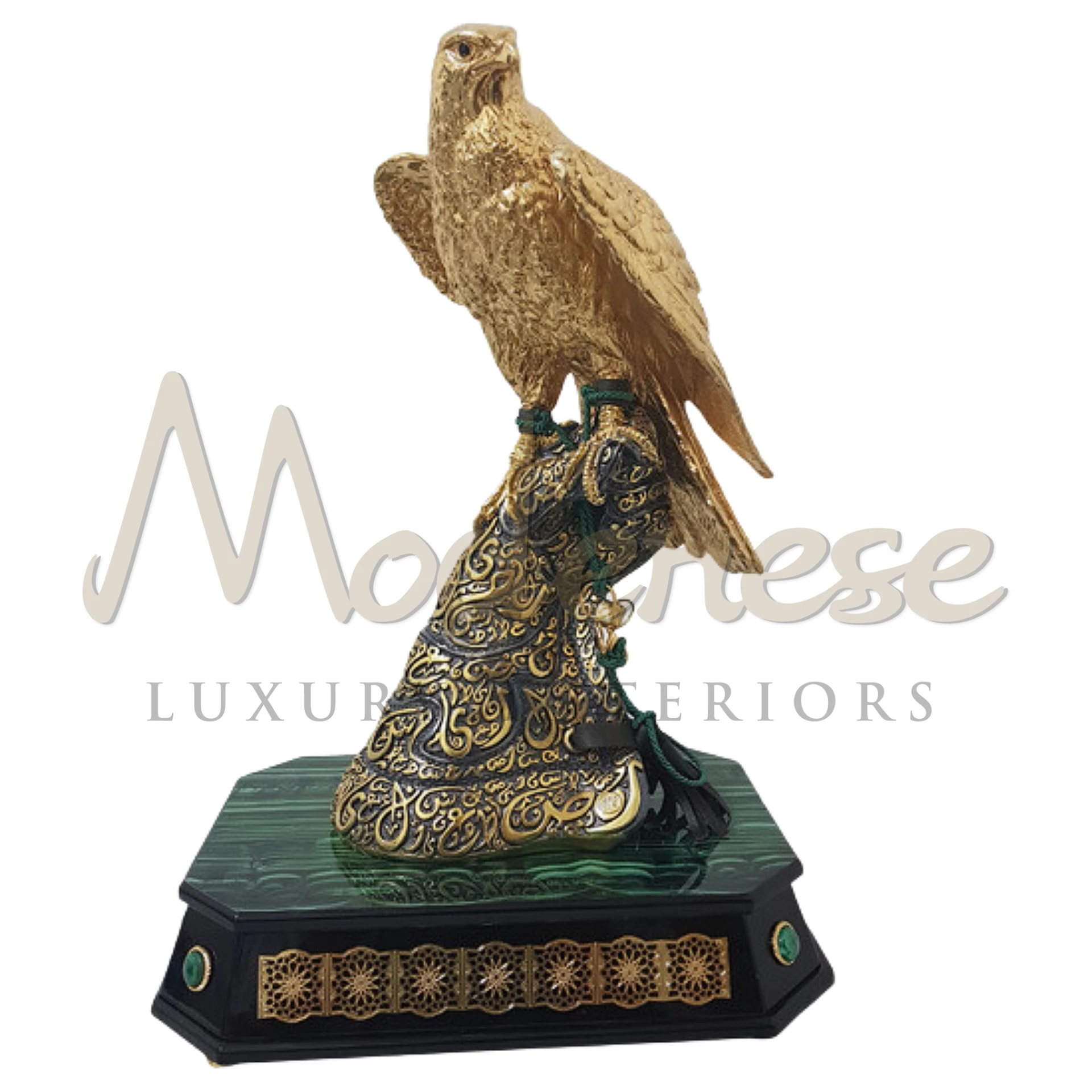 Victorian Gold Falcon, crafted with elegance in gold, brass, or bronze, reflecting Victorian era grace and power in luxury home décor settings.