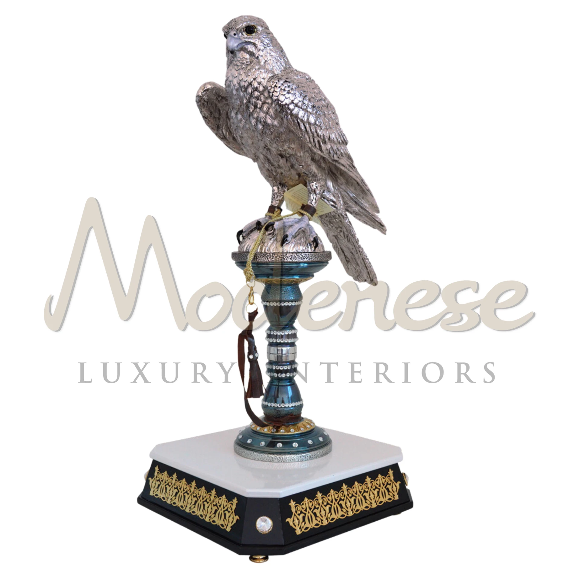 Exquisite Silver Falcon ornament, blending luxury with sophistication in various styles, ideal for enhancing the elegance of home décor settings.