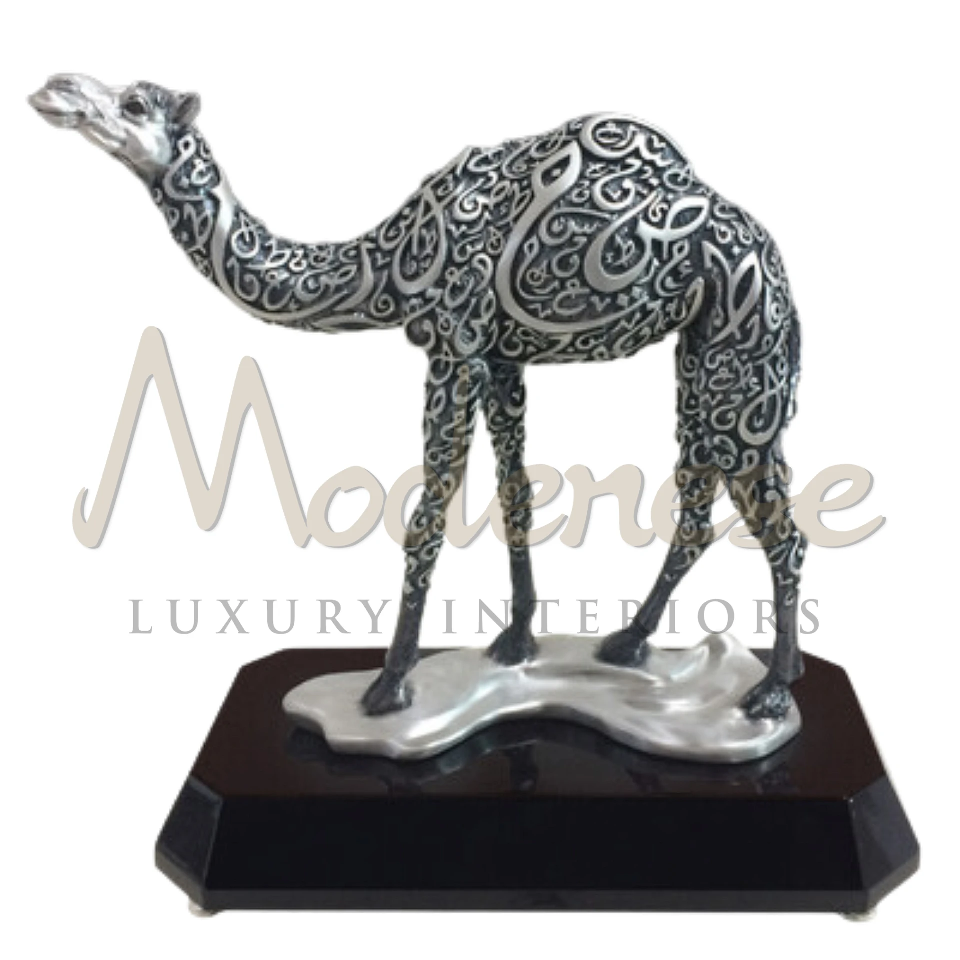 Classical Silver Camel statuette, a timeless piece of decor, enhancing any interior with its elegance and homage to the natural world's diversity.