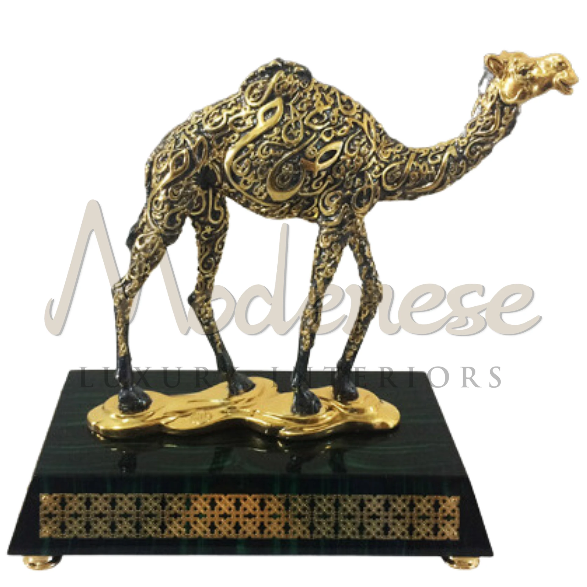 Royal Camel statue in brass, bronze, or marble, capturing the beauty and resilience of the desert creature, ideal for luxurious and classic interior décor.
