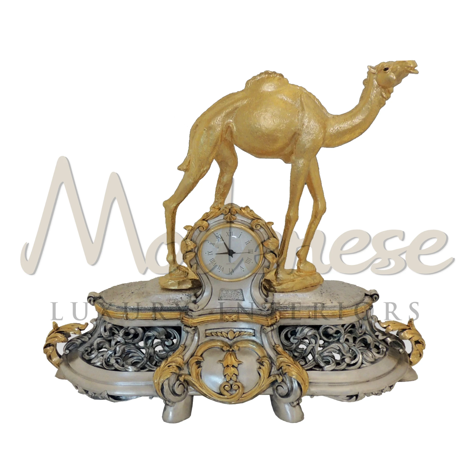Traditional Camel Table Clock, elegantly crafted in metal or wood, merging functionality with classic design, ideal for adding a unique touch to decor.







