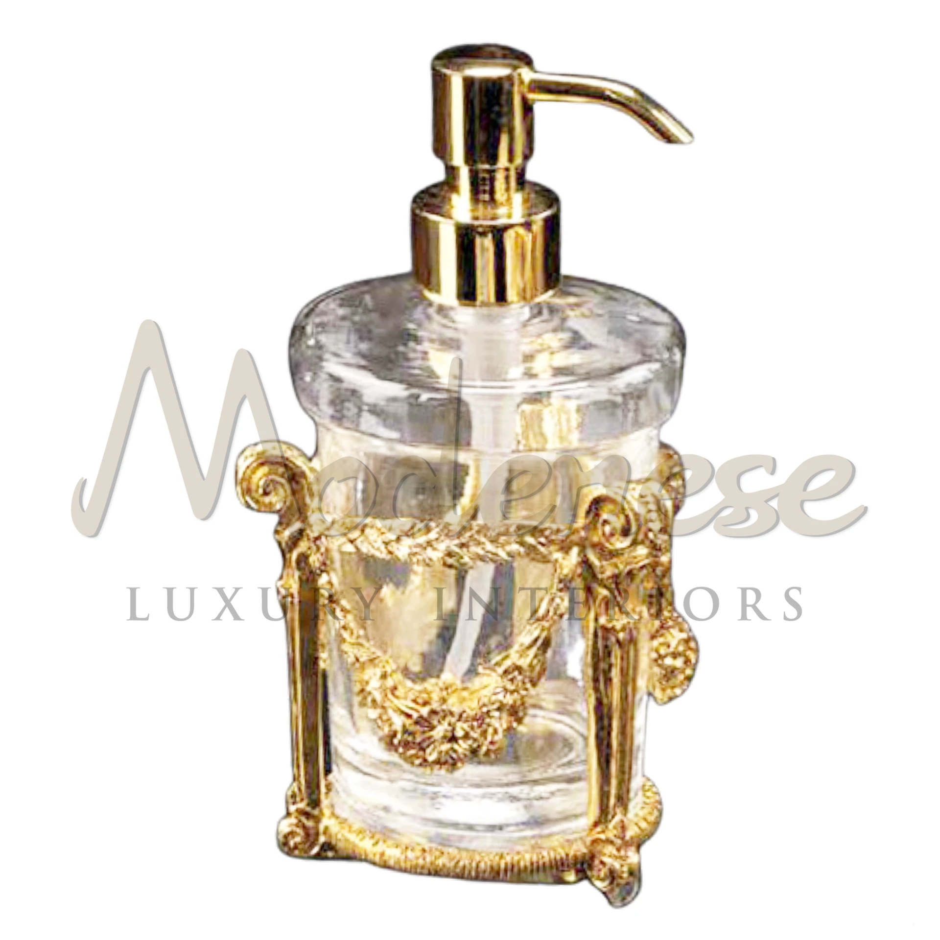 Elegant gold soap dispenser on marble countertop, perfect for enhancing bathroom interior design.