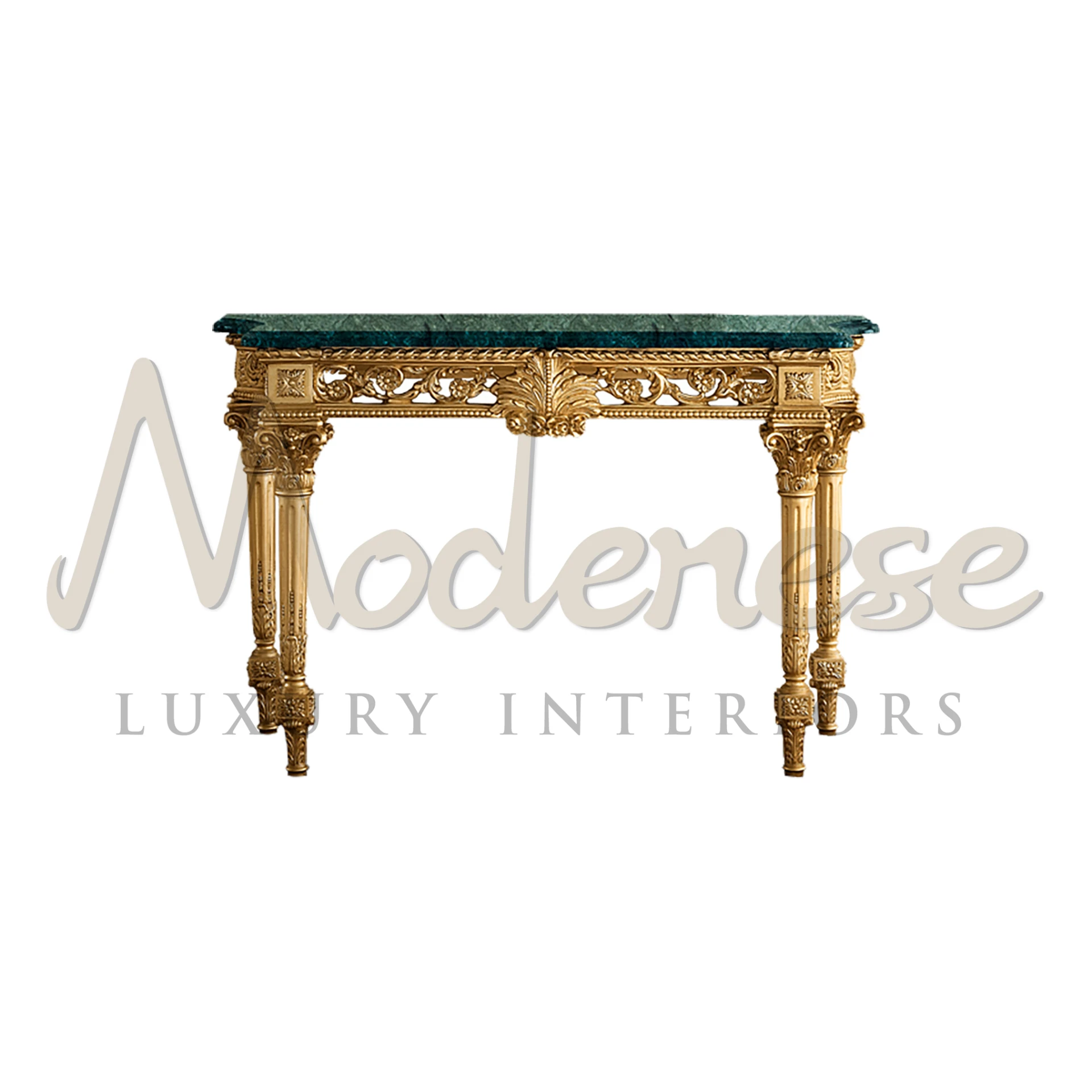 Crafted with exquisite Verde Guatemala marble and meticulous attention to detail, this console adds a touch of opulence to any space. Elevate your home décor and make a statement with Modenese's luxurious Verde Guatemala Console.