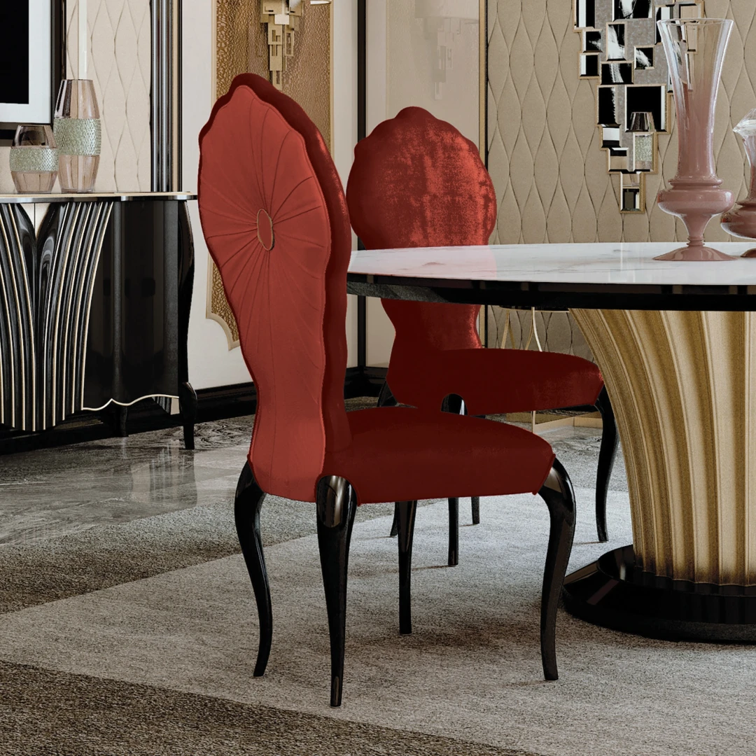 Classical design chairs made in Italy will bring fashion and glamour into your spaces. We realize our chairs structures with top quality solid wood material combined with the finest Italian fabrics and leathers, making them the benchmark in luxury