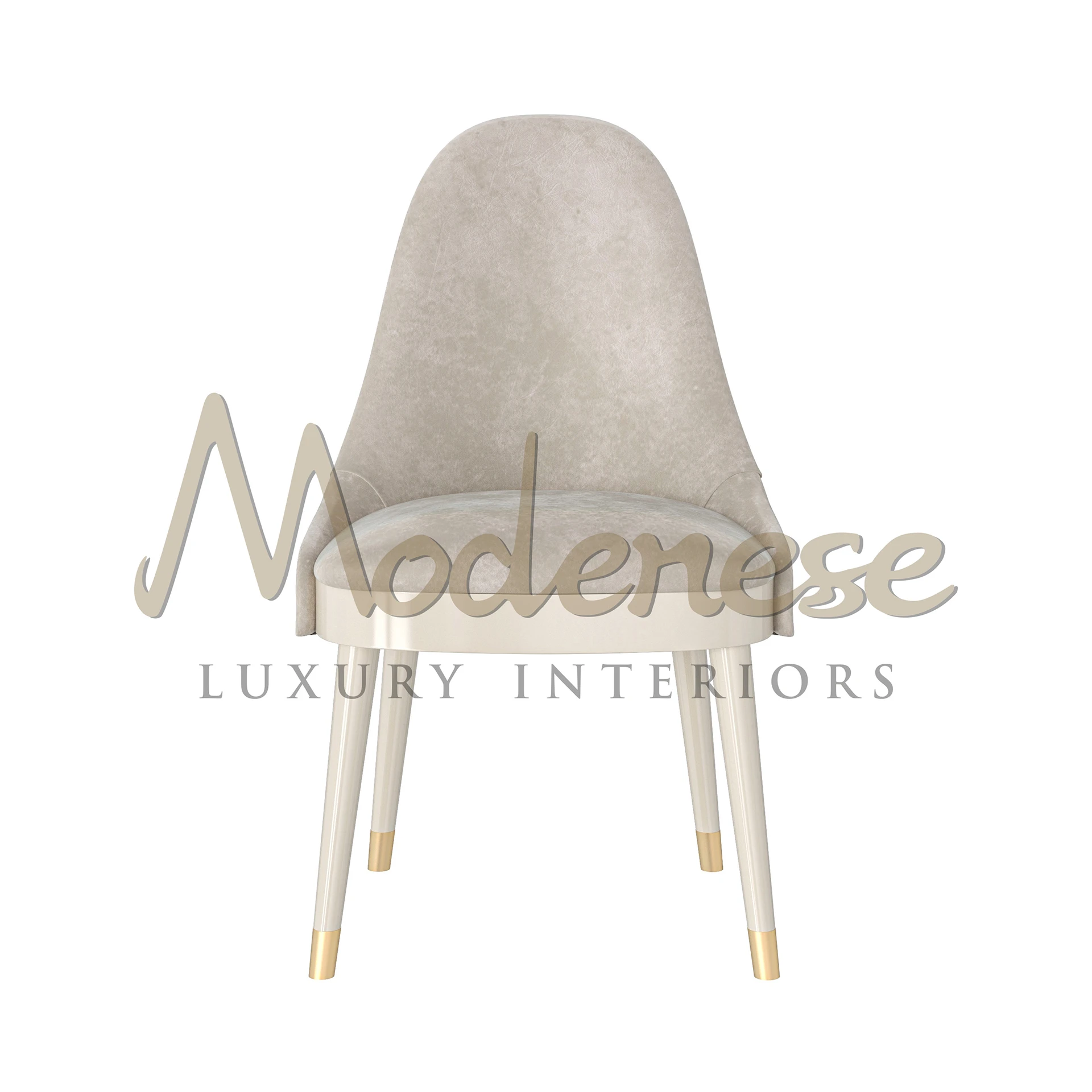 Elegant chair with graceful curves and luxurious fabric