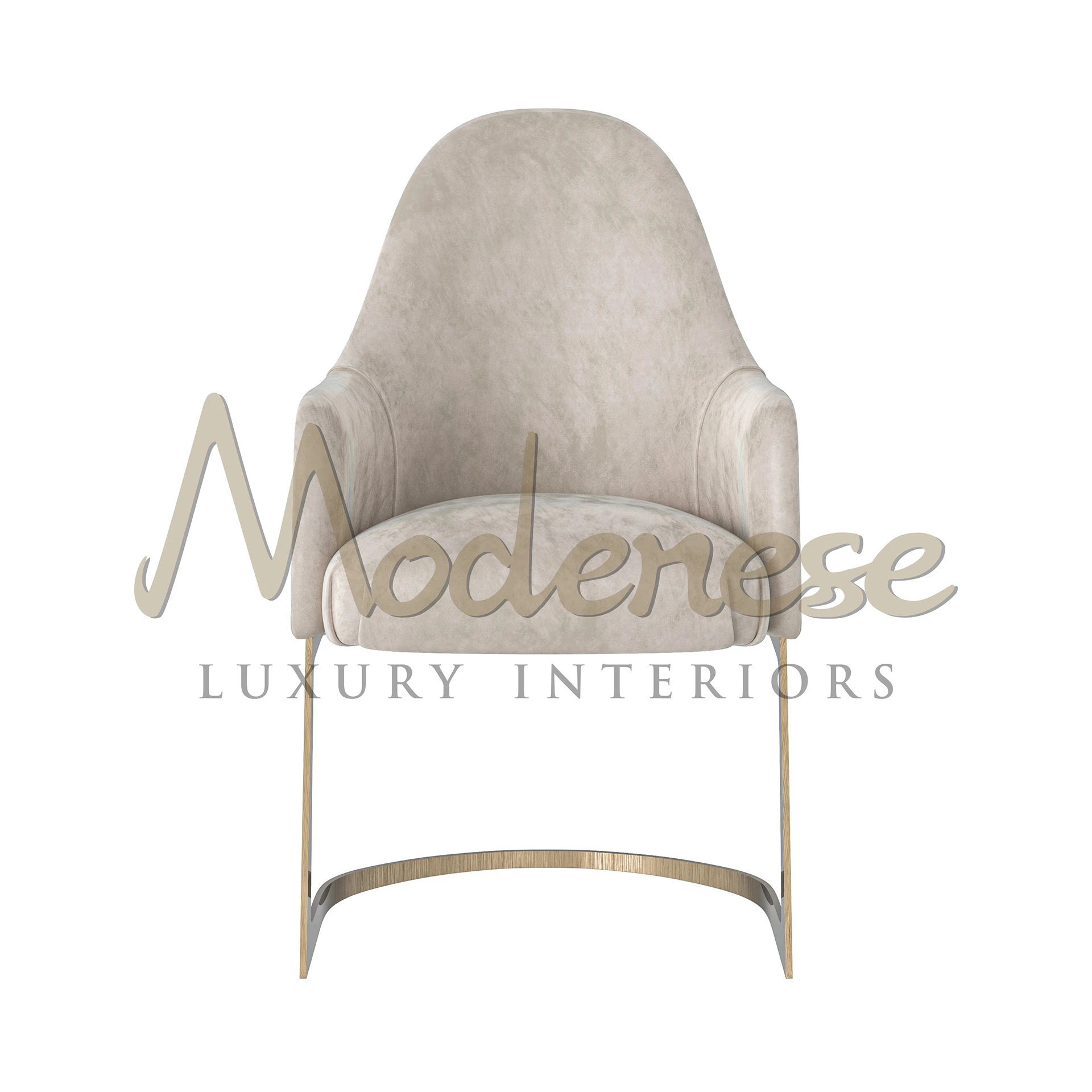 Refined armchair with sleek metal frame and premium upholstery