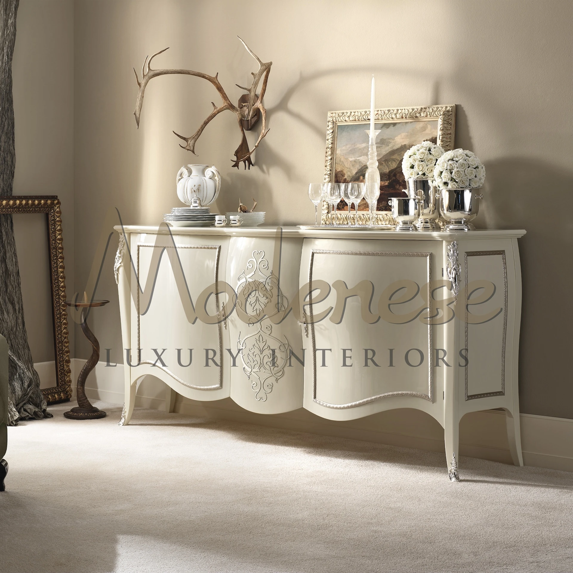 White laquered sideboard