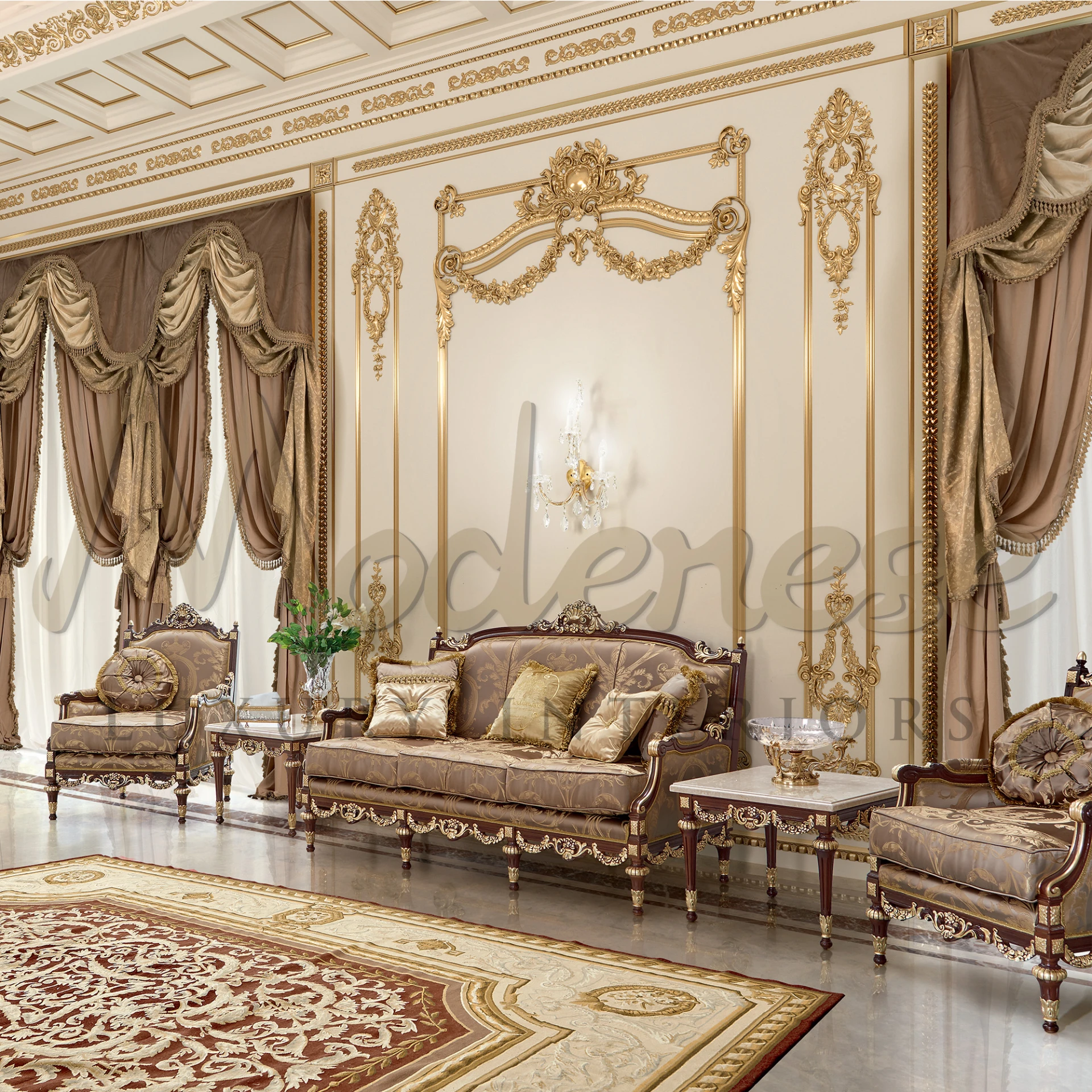 Luxurious Italian handcrafted Royal Brown Sofa, perfect for adding a touch of elegance to every room in royal projects.
