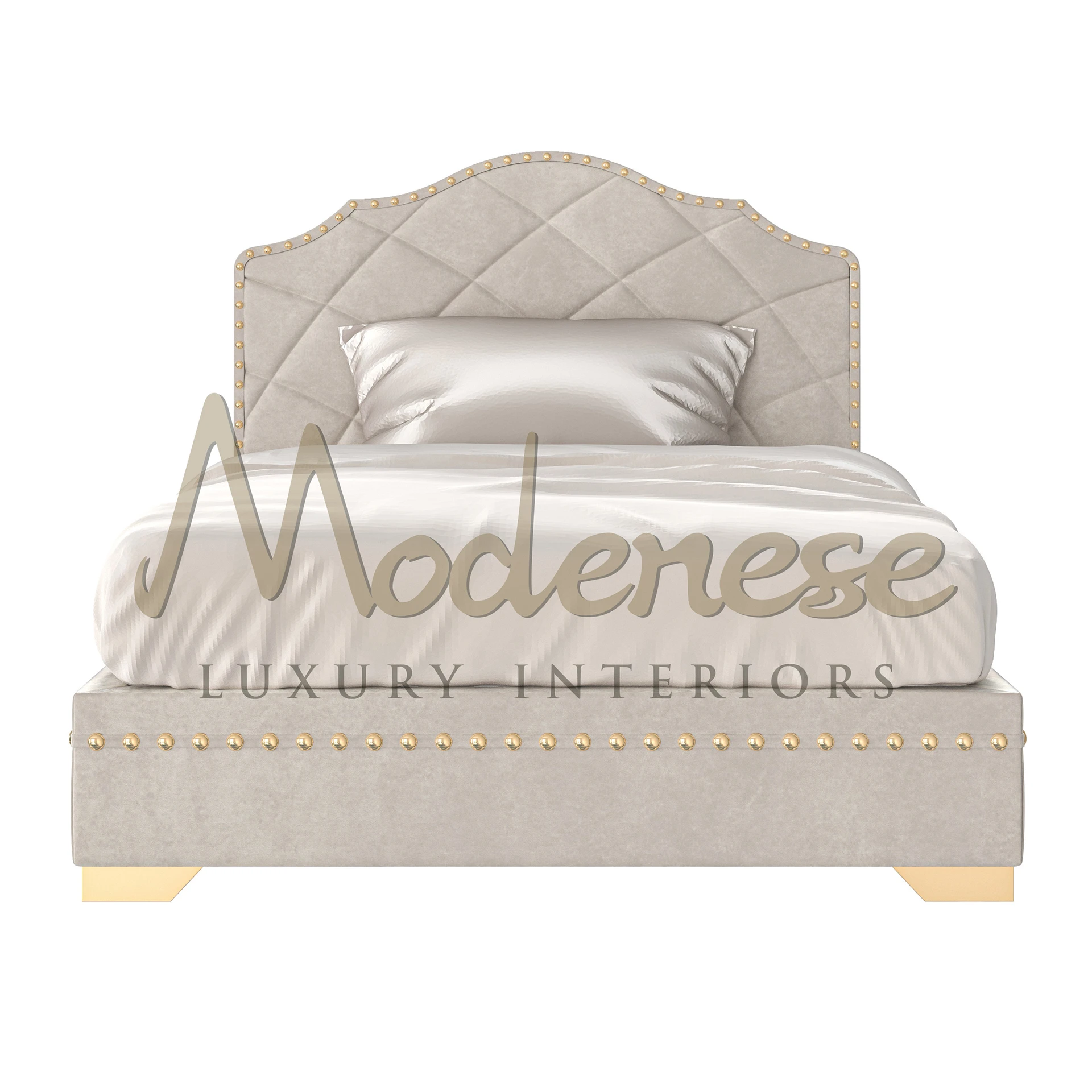 Luxe gold upholstered bed