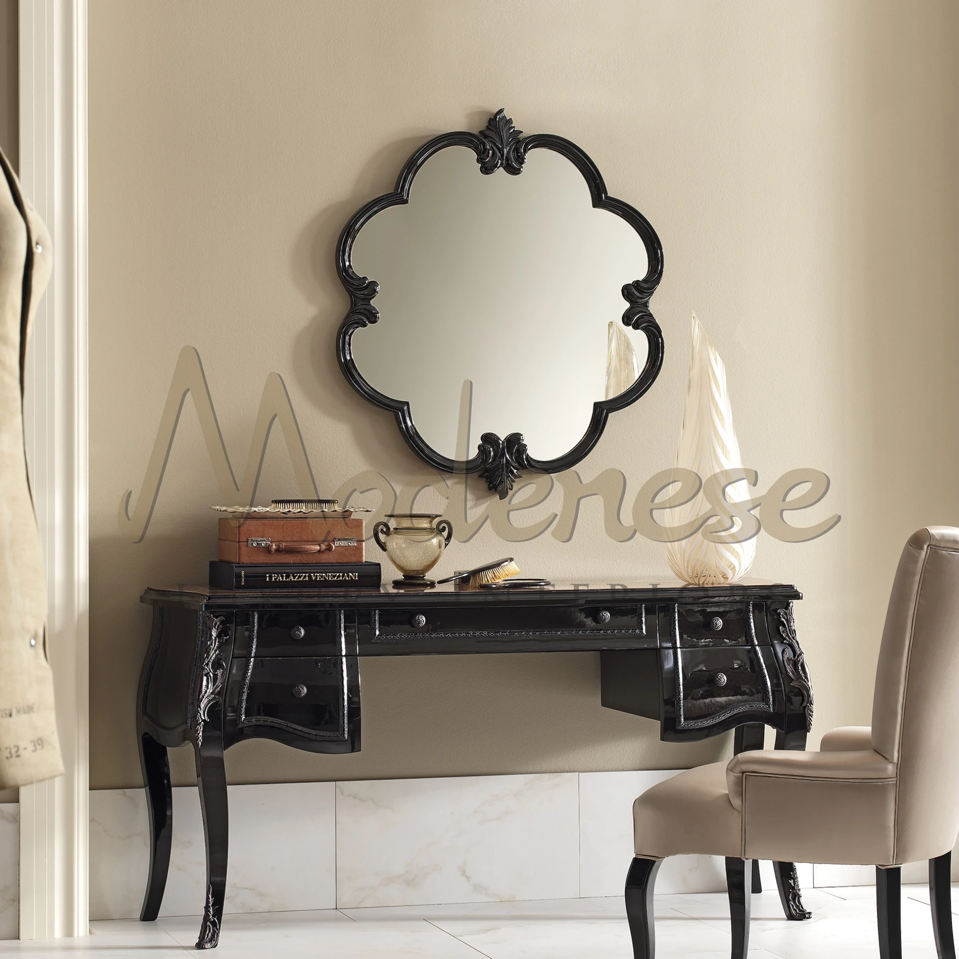 Round Floral Mirror