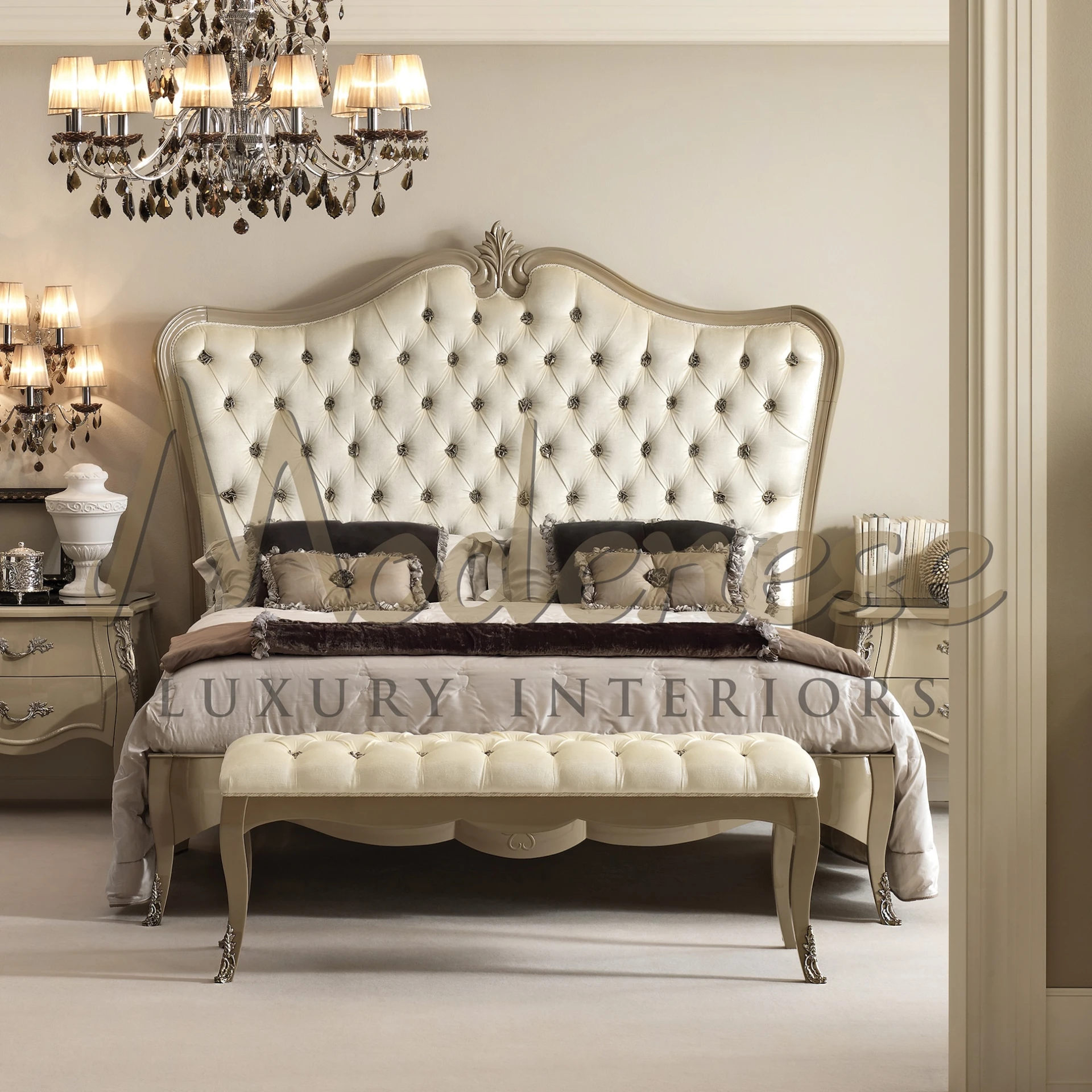 Elegant tufted upholstered bed