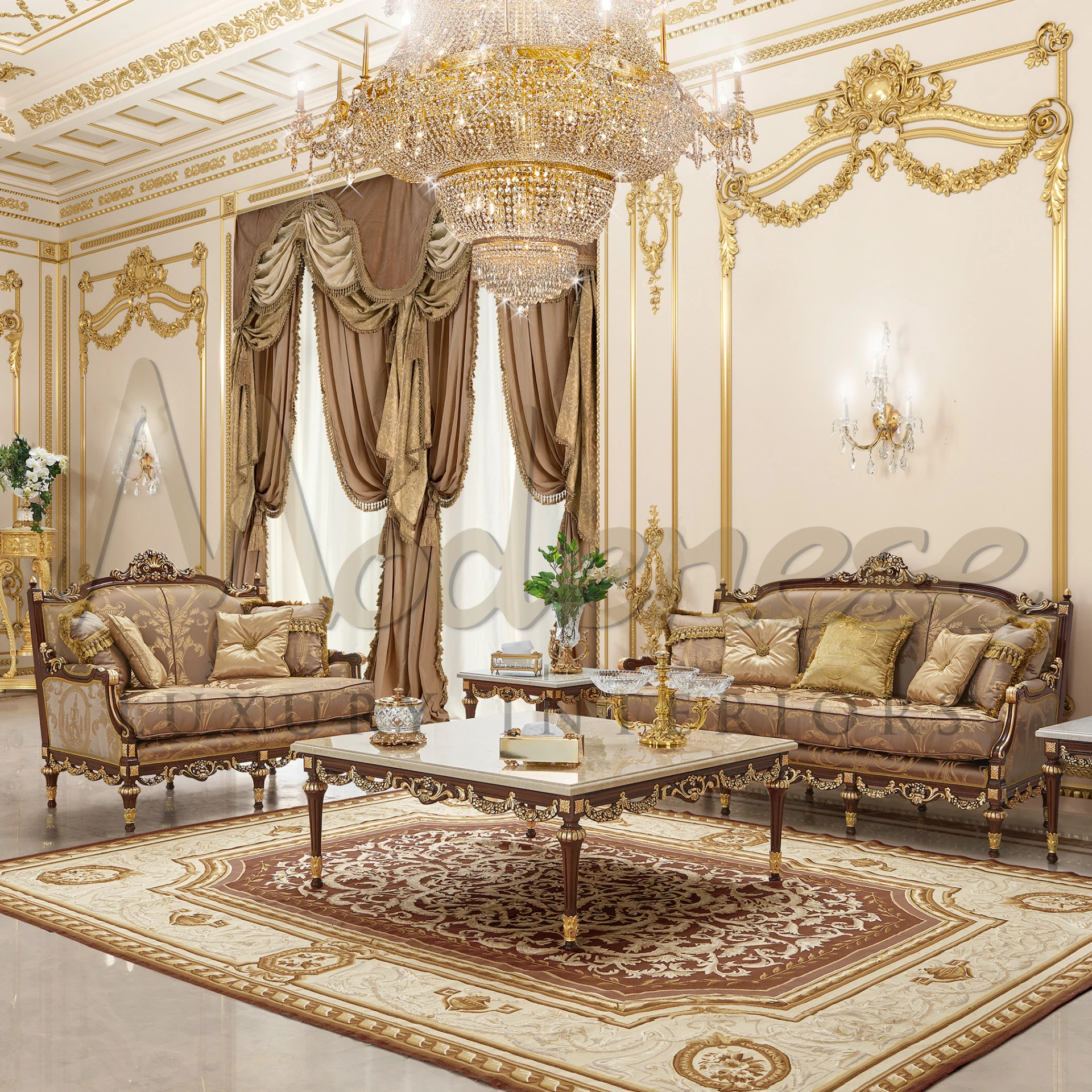 Classic beige Luxury Baroque Sofa, blending traditional craftsmanship with luxury style for sophisticated interiors.
