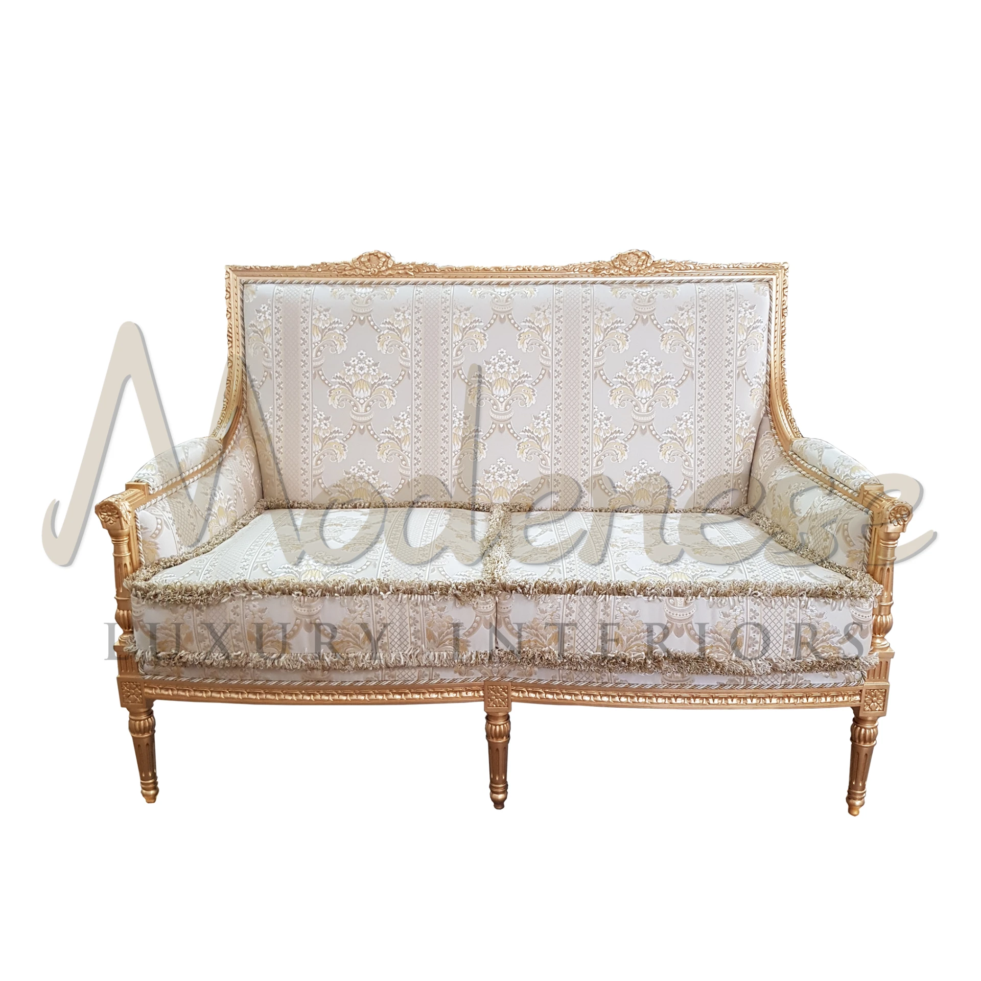 Victorian Loveseat by Modenese: Luxury interiors meet classic design, featuring Venetian style and gold leaf accents.