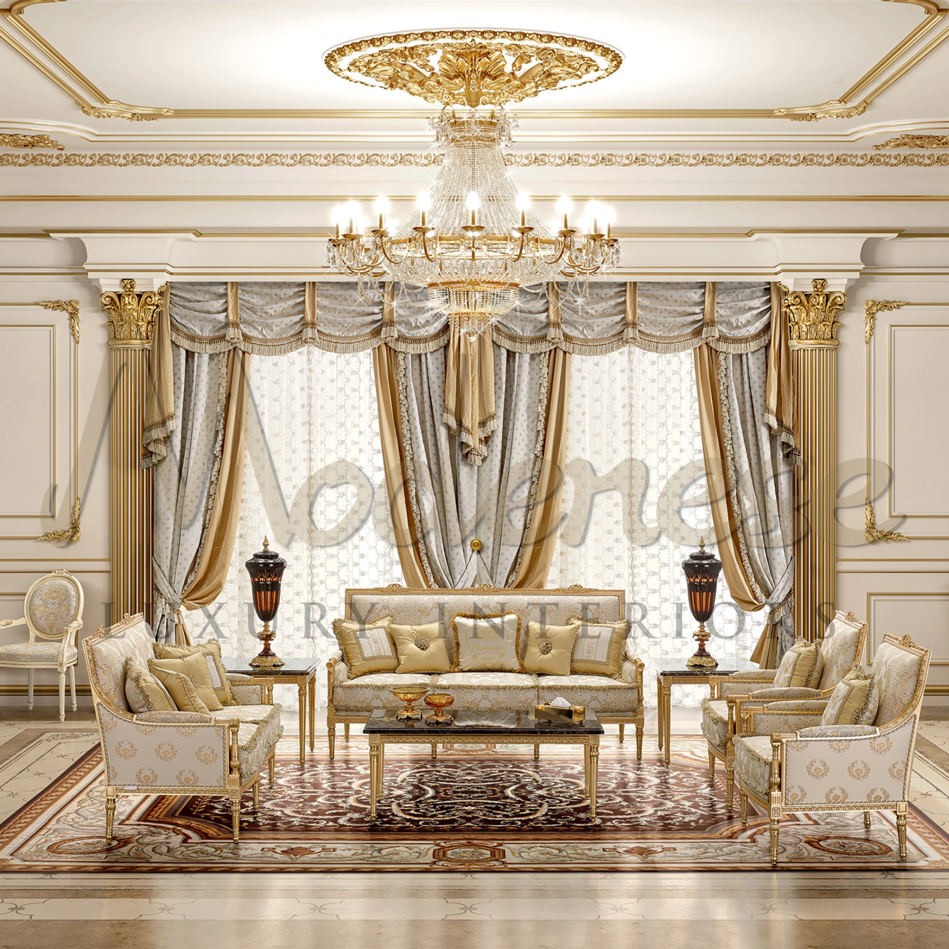 Luxury Victorian Loveseat with gold leaf detailing, blending classic furniture and interior design for sophisticated homes.