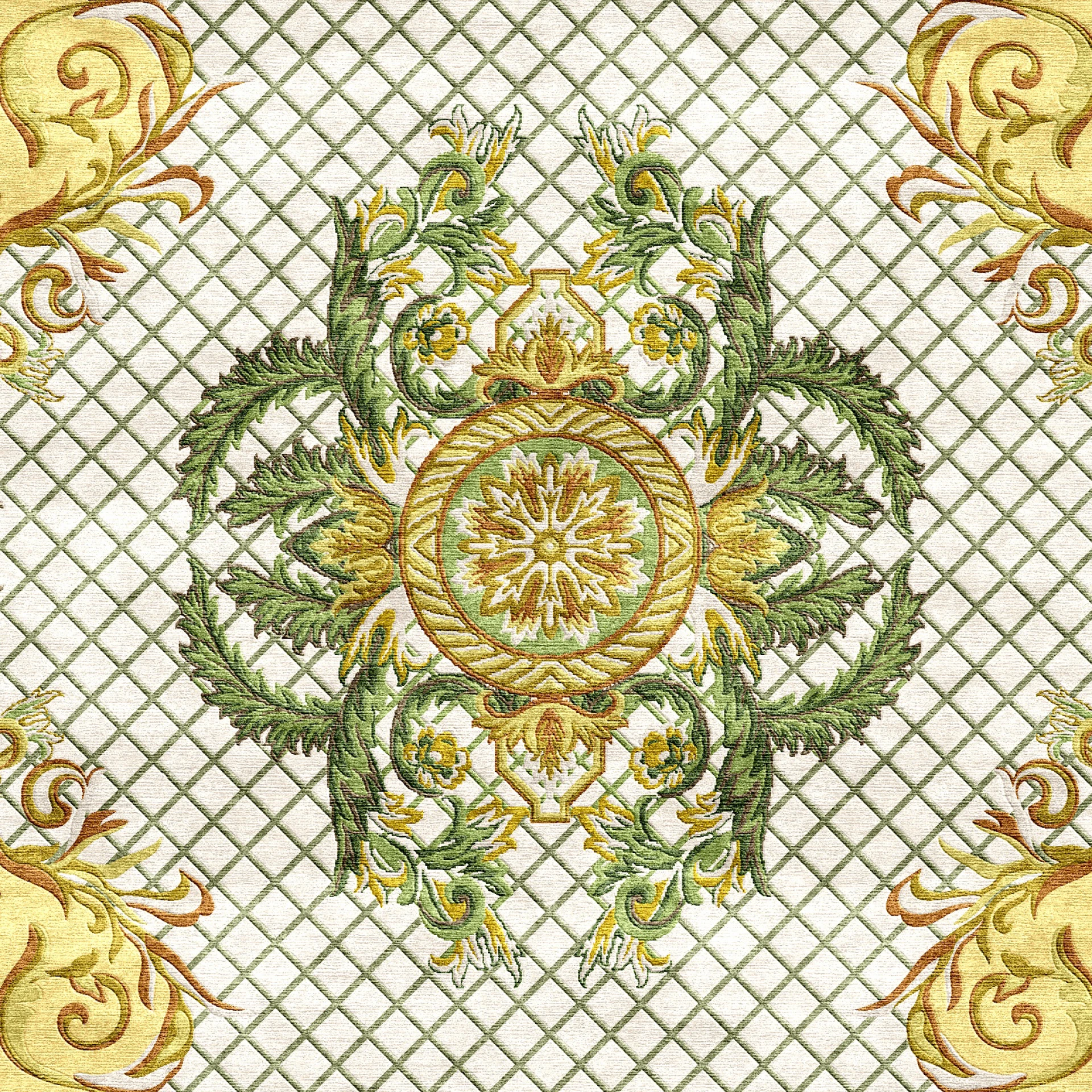 Green and Gold Opulence Rug