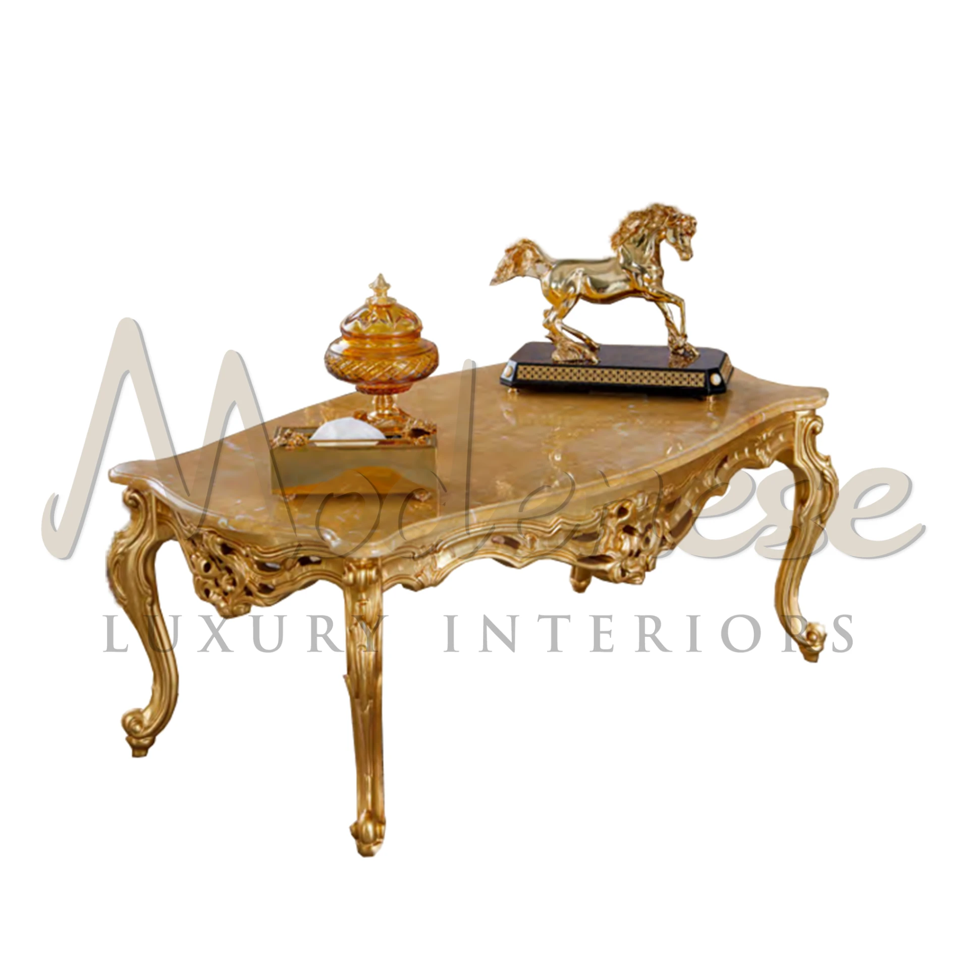  Luxury Gilded Rectangular Coffee Table, classic elegance for sophisticated interiors.
