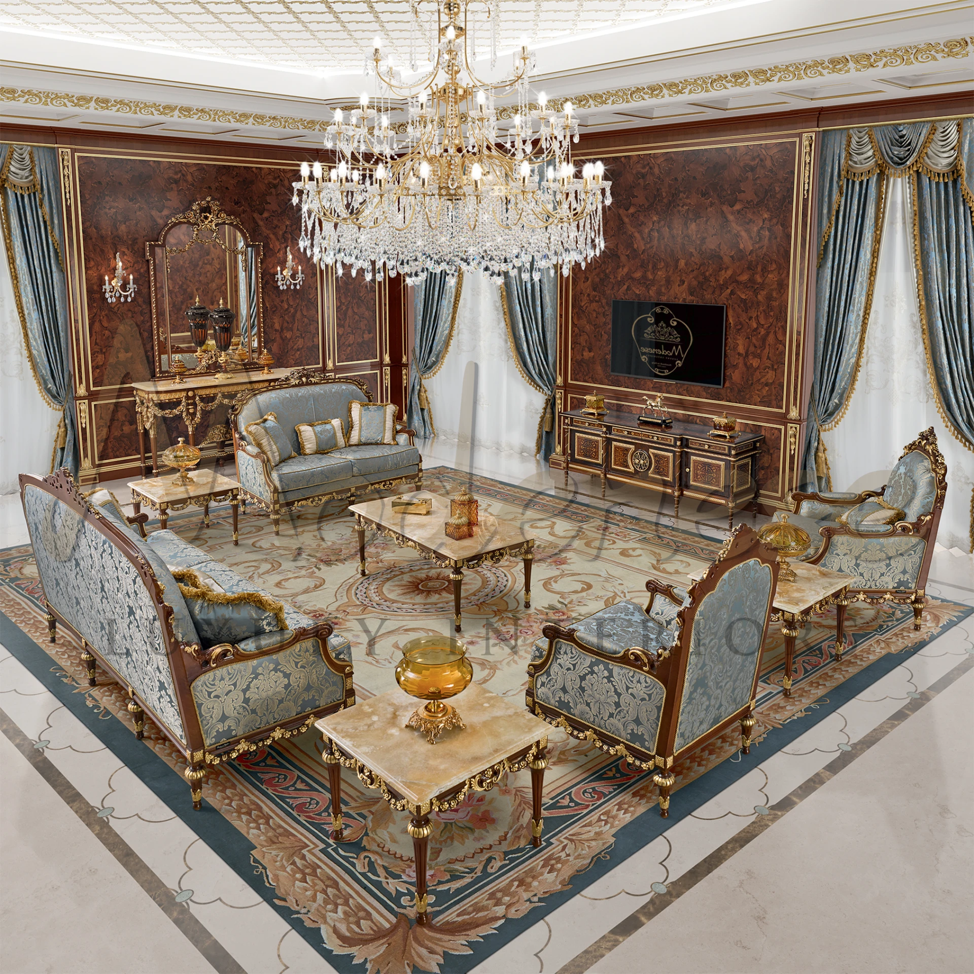 Italian-designed luxury coffee table, perfect for royal interiors.