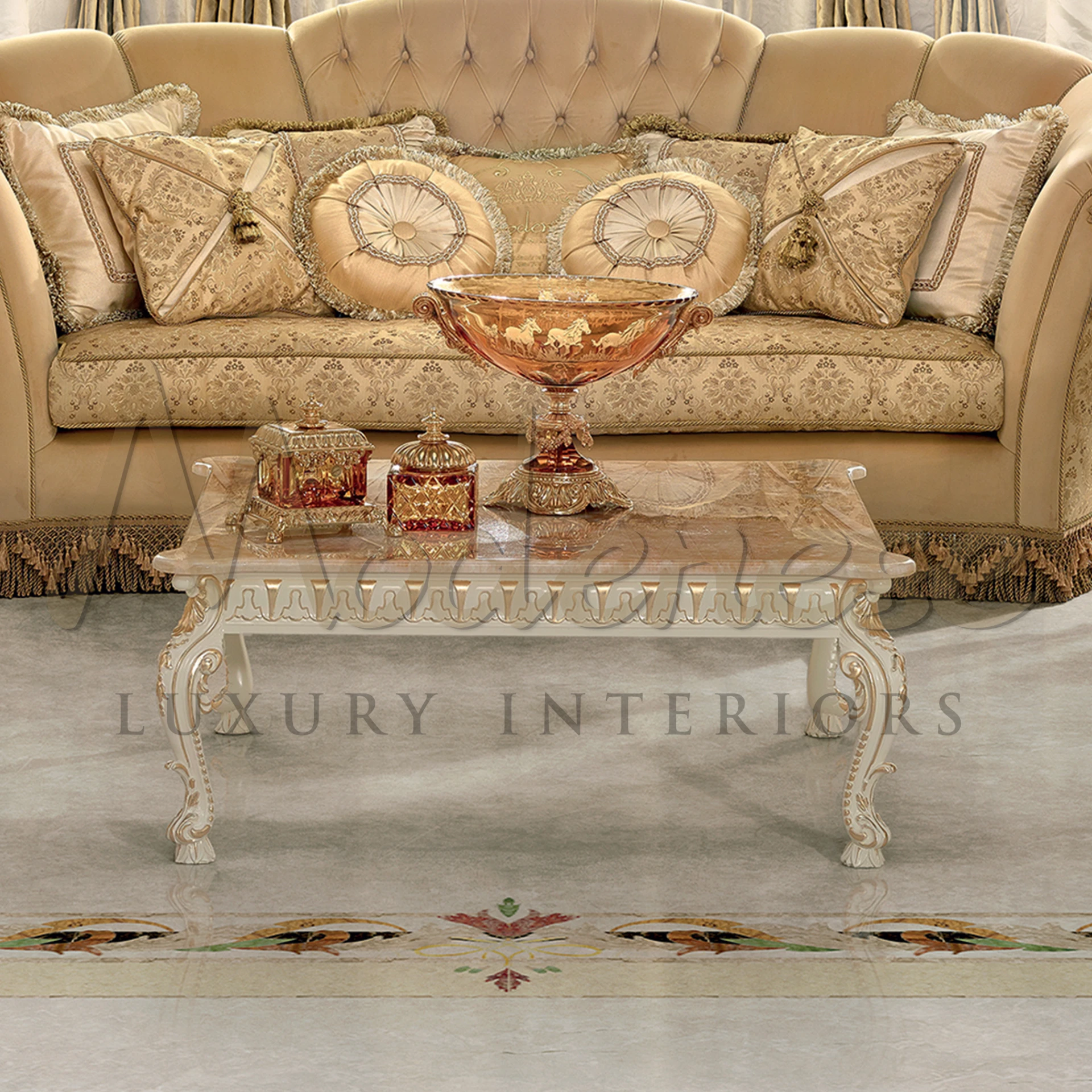 Elegant marble coffee table for high-end luxury decor.
