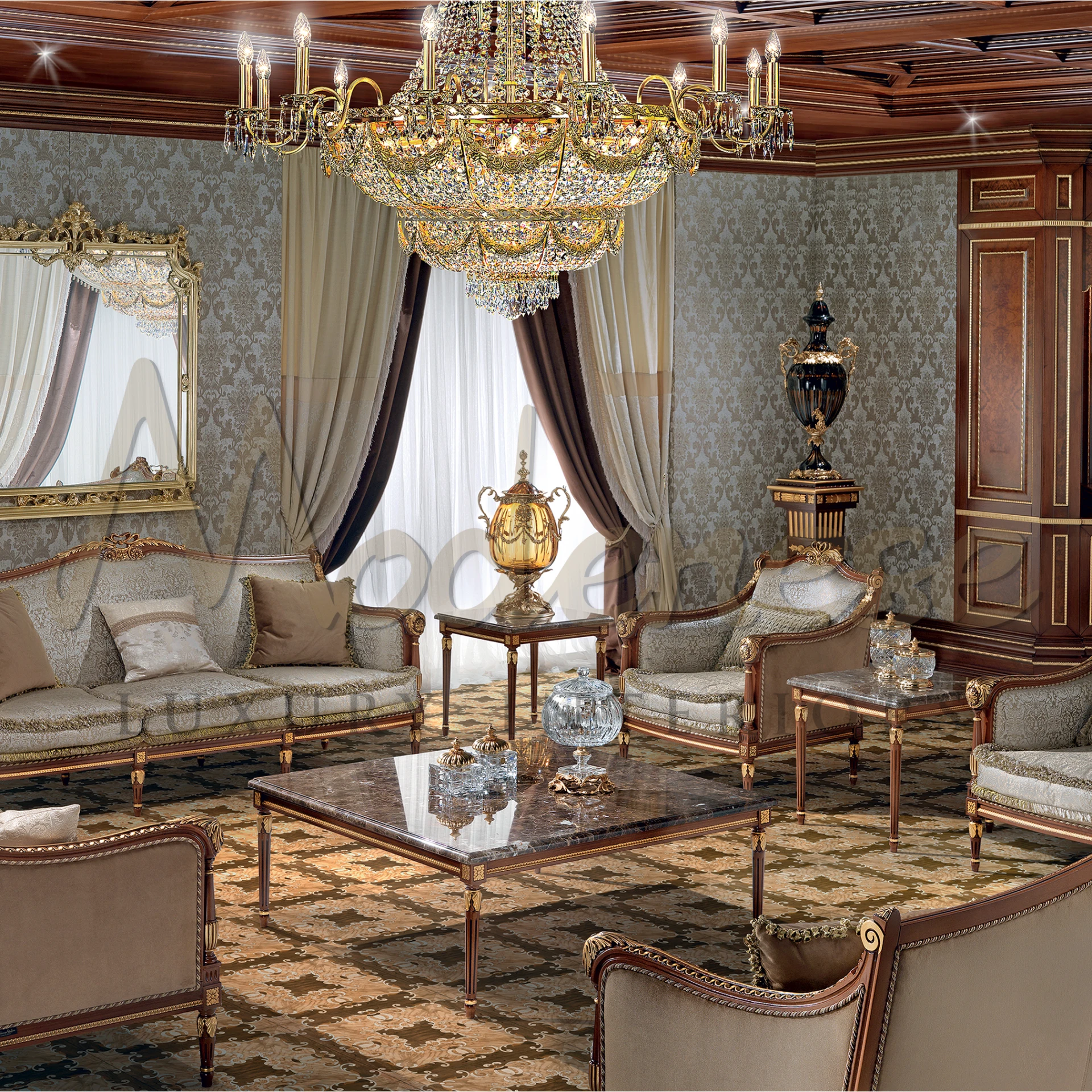 Elegant rectangular marble coffee table, luxury des