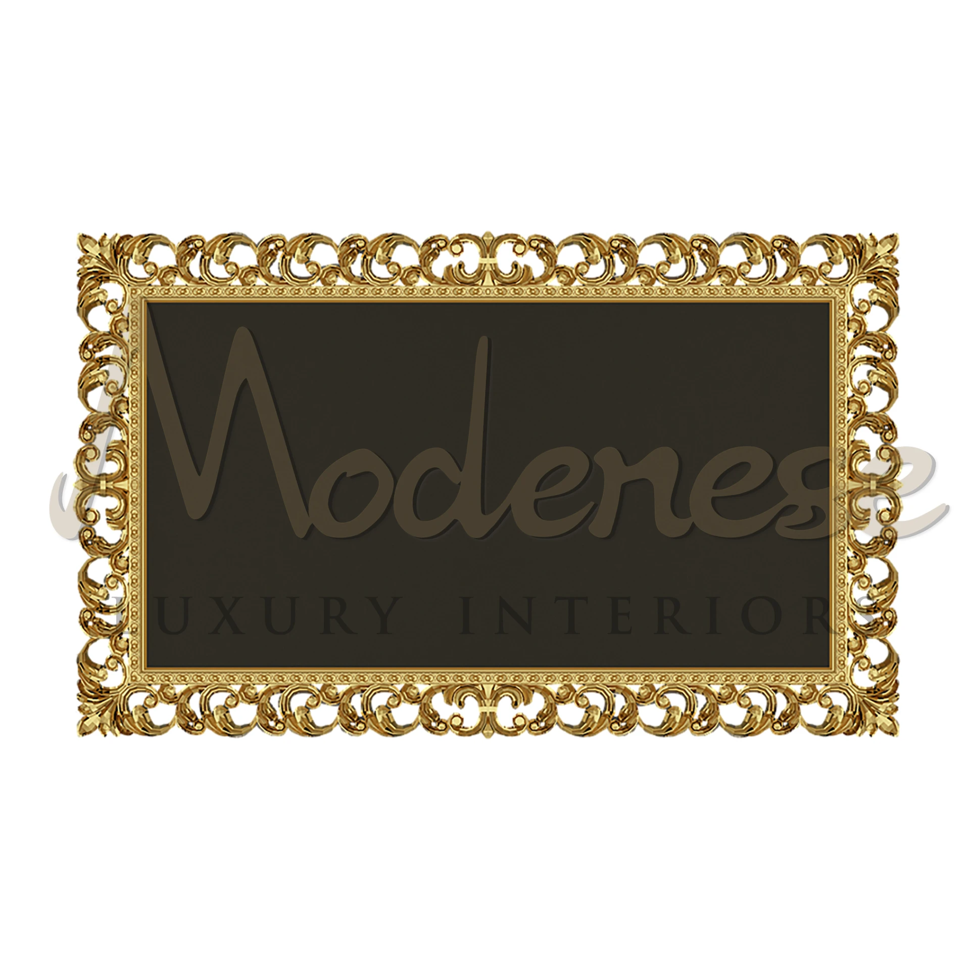 Luxurious handcrafted TV Frame with gold leaf finishing, embodying Modenese elegance for sophisticated interior designs.