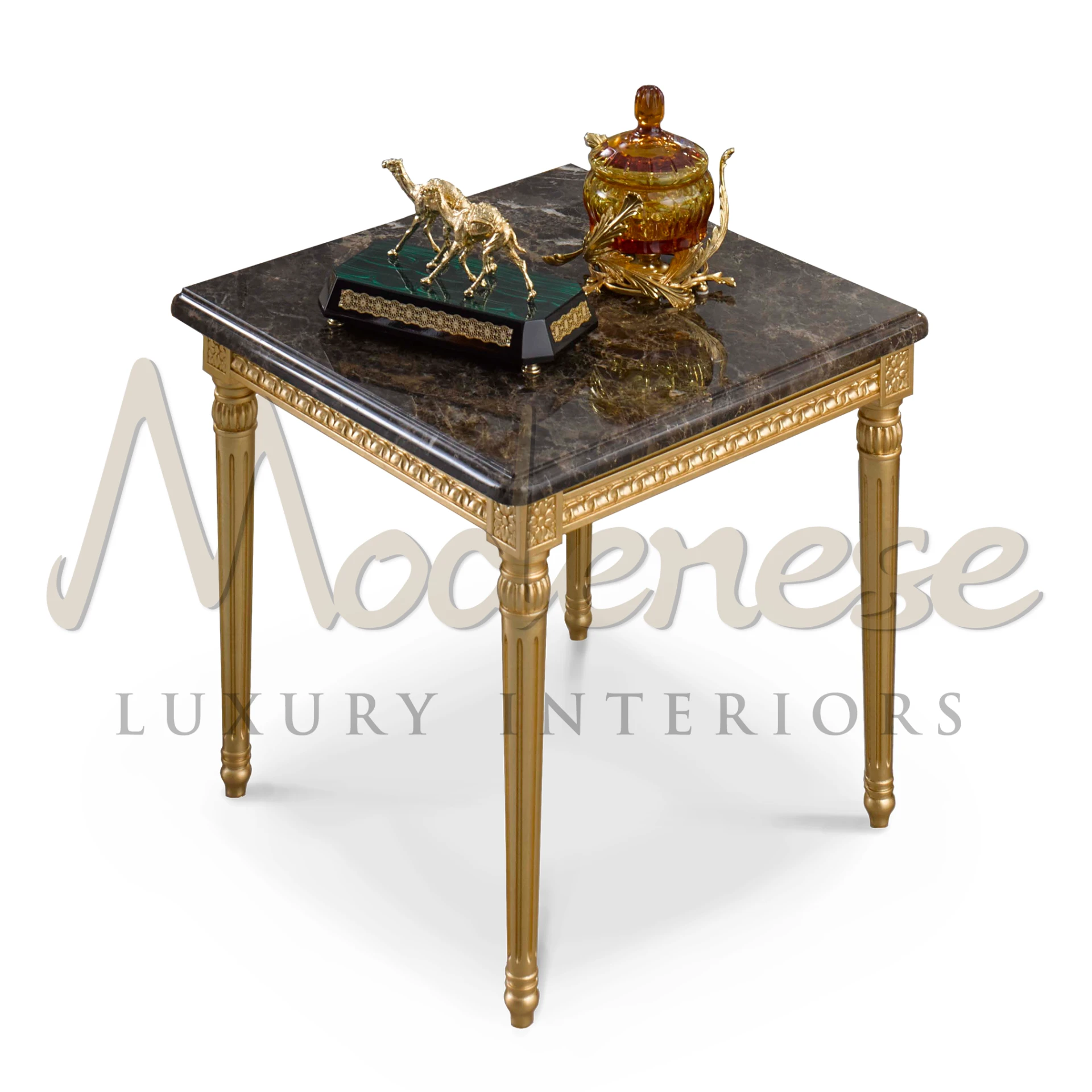 Divine Rectangular Side Table - Italian Design Luxury Furniture with Marble Top