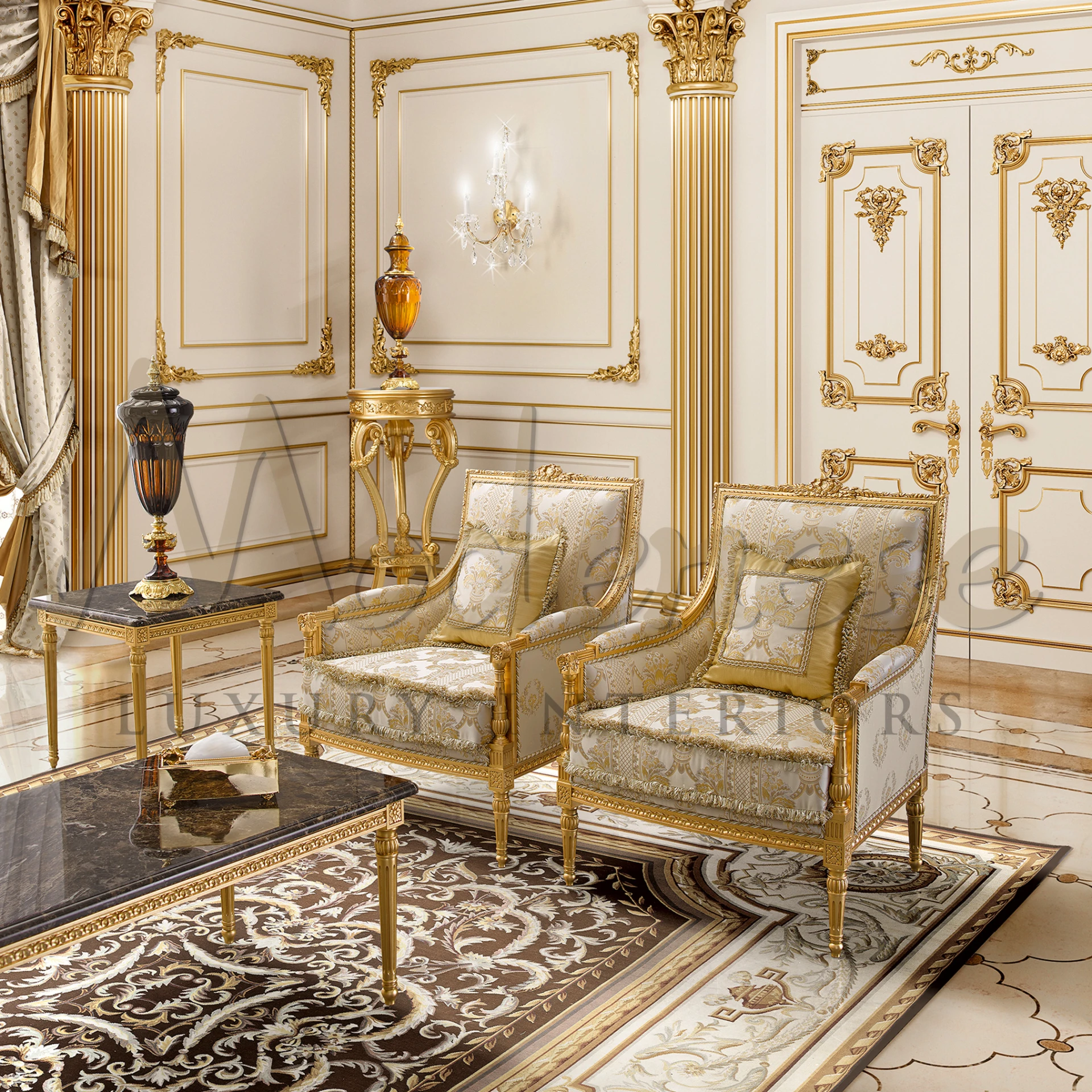 Classic Interior Design - Divine Rectangular Side Table in Italian Baroque Style