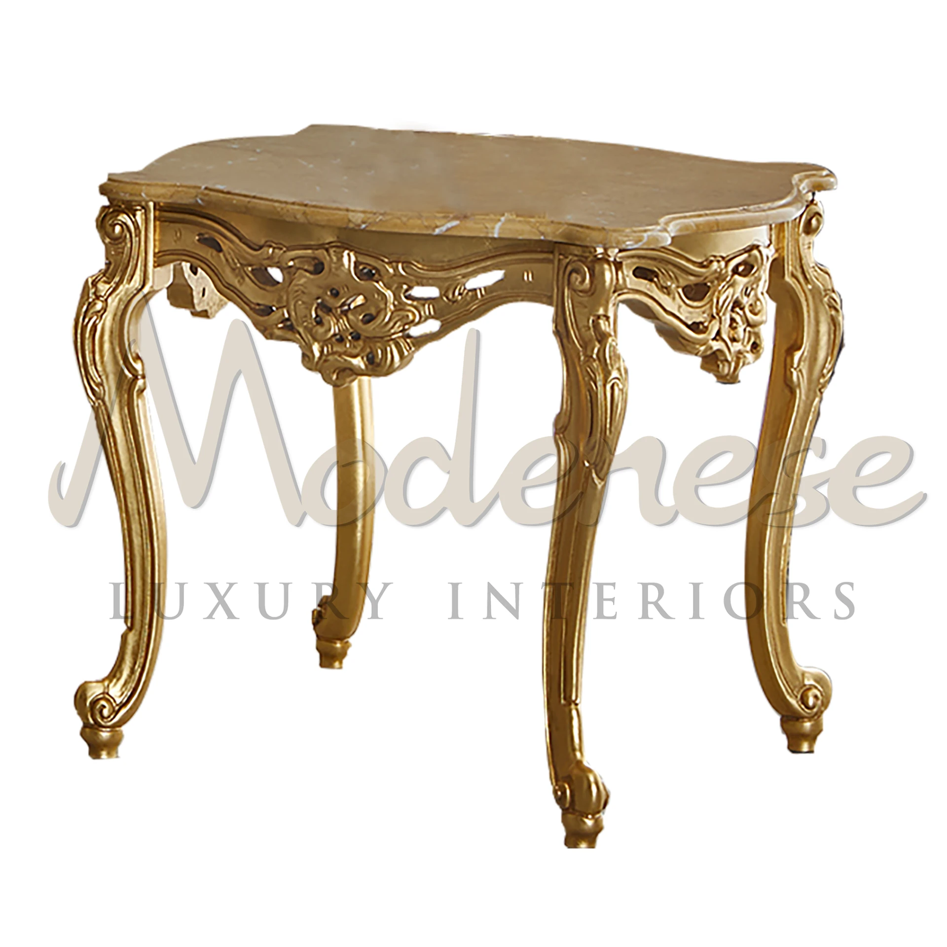 Luxurious Classic Gold Leaf Side Table, crafted from solid wood, embodies elegance with its gold leaf finish for opulent interiors.