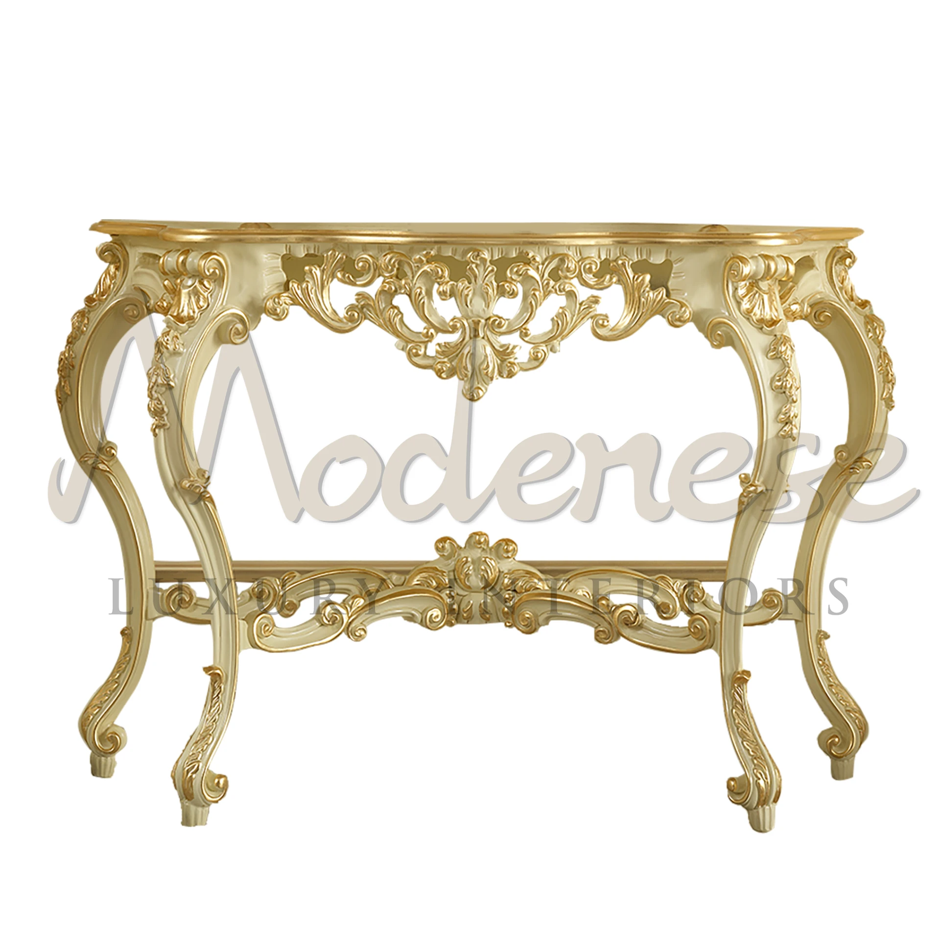 Opulent Hand-Gilded Console Table, epitomizing luxury and sophistication for formal living spaces.