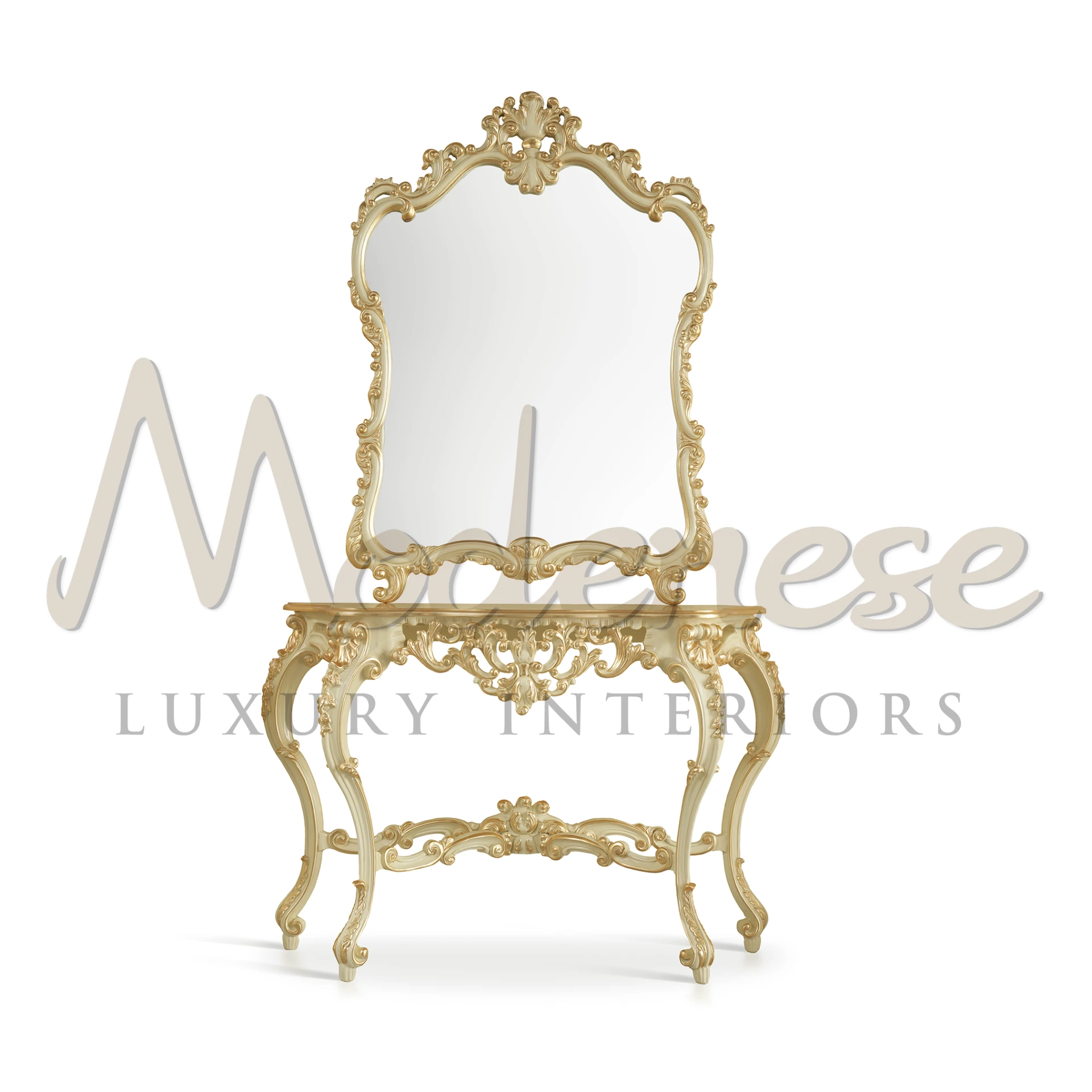 Exclusive Gilded Console Table, crafted with precision for high-end Italian furniture collections.