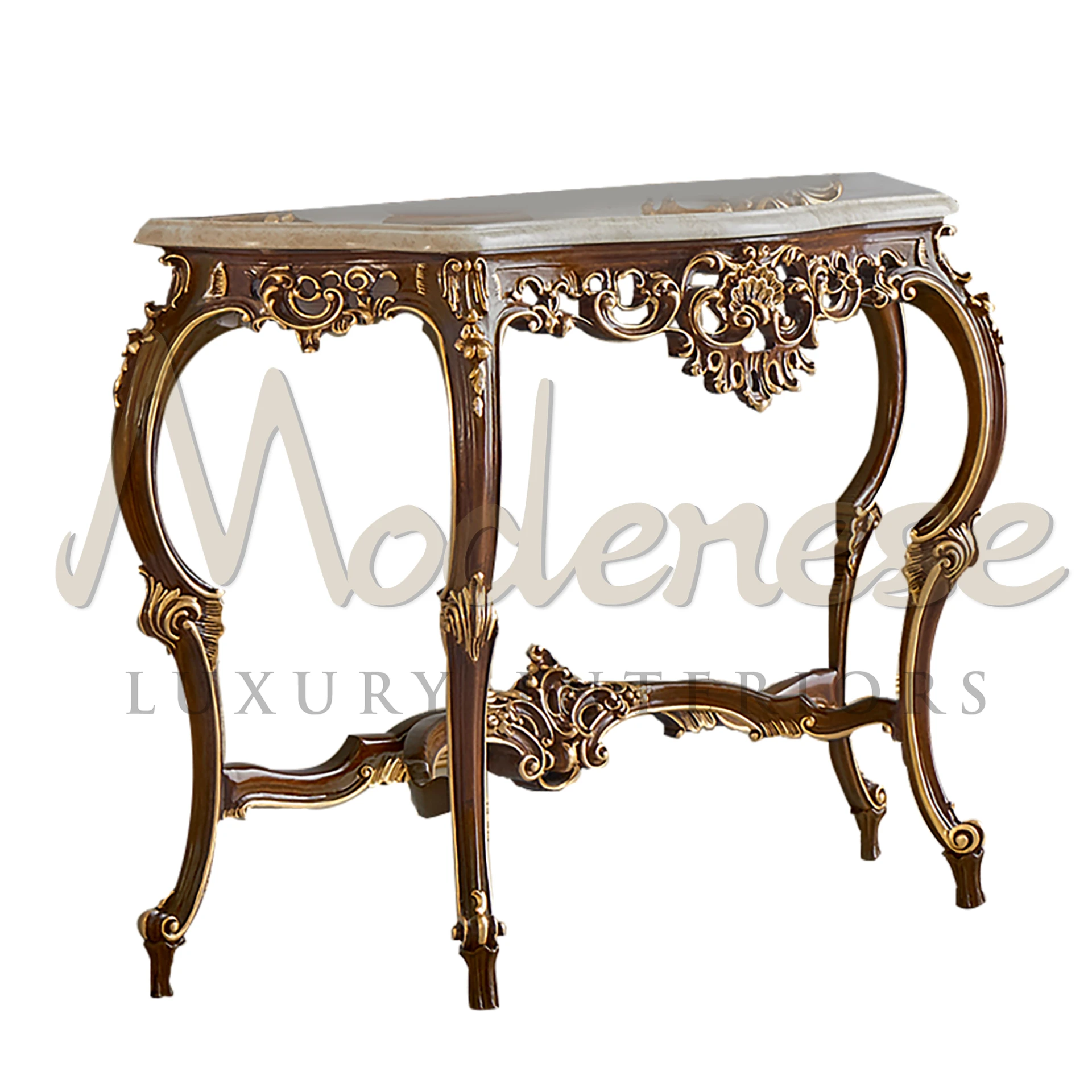 Timeless Solid Wood Console with Marble Top, a statement of elegance for luxury interiors.