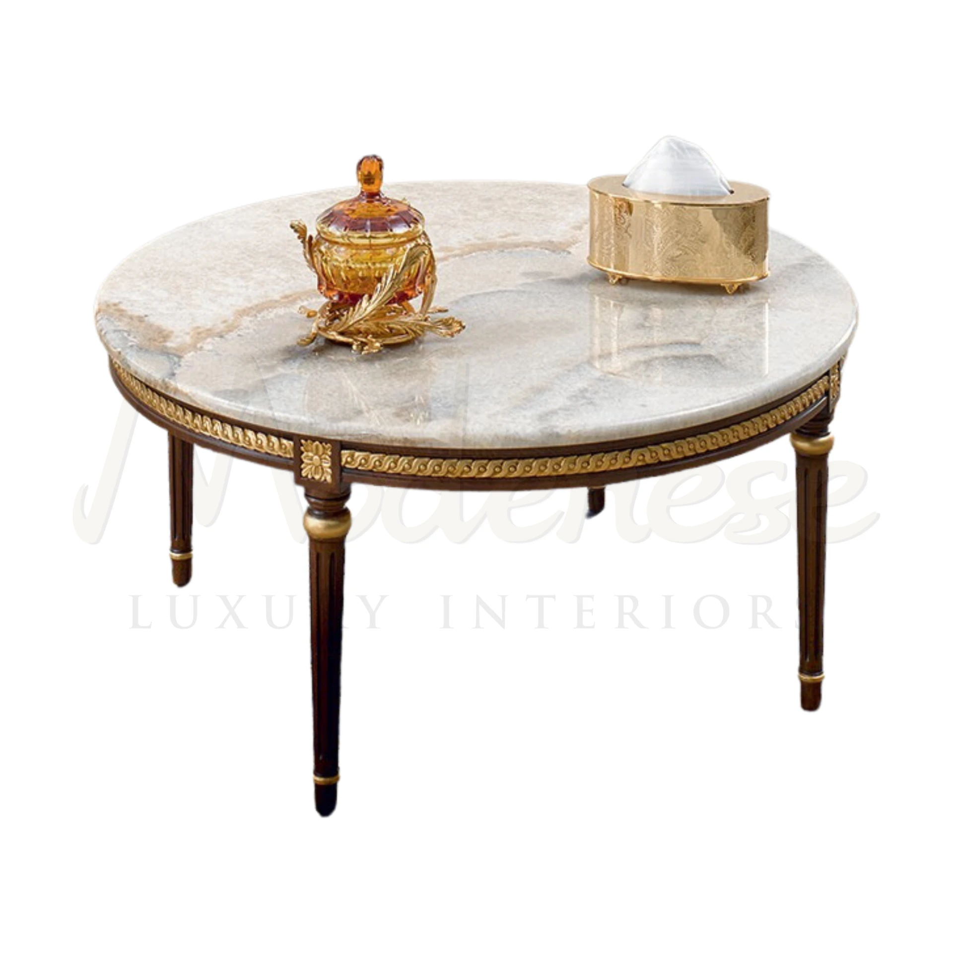 " Luxury White Marble Coffee Table, Italian design for classic elegance, from Modenese Interiors.
