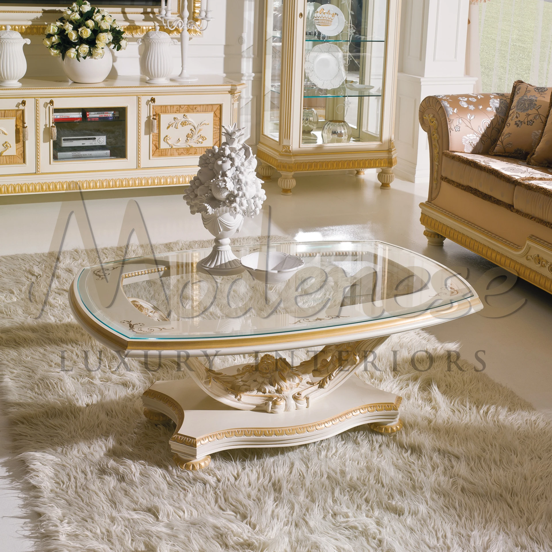 Italian-designed coffee table with classic style and opulent allure.