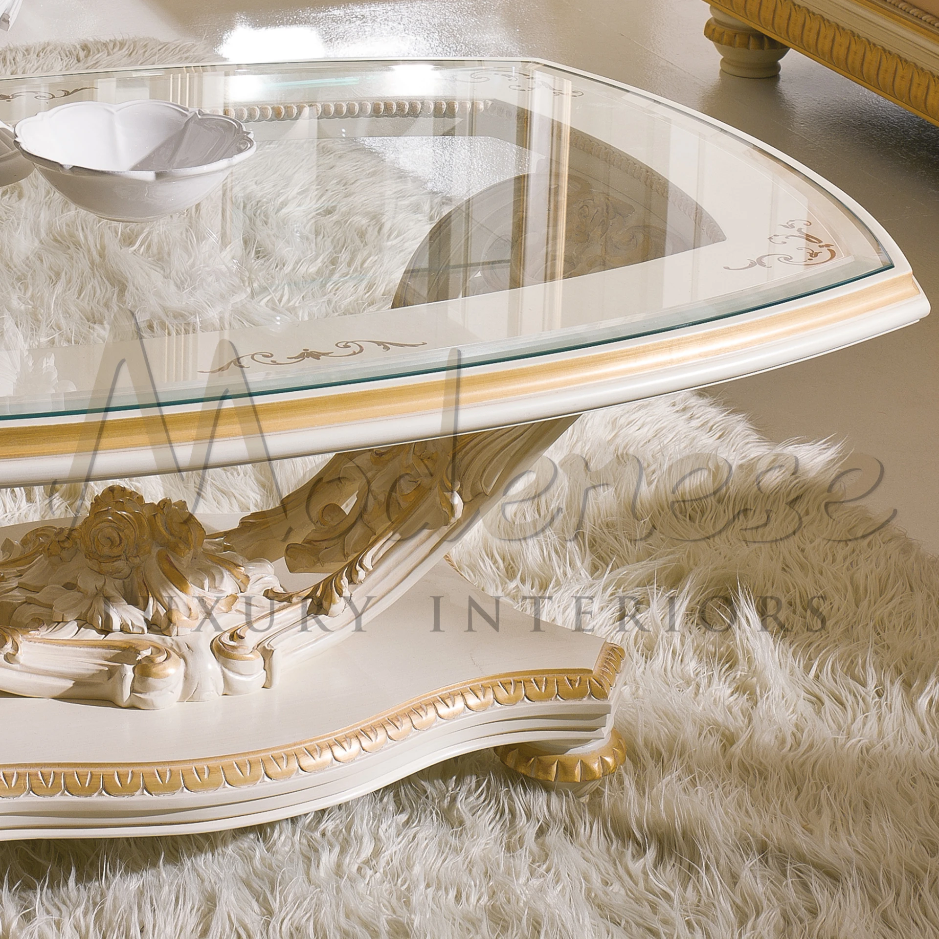 Elegant oval coffee table, blending past charm with modern luxury.