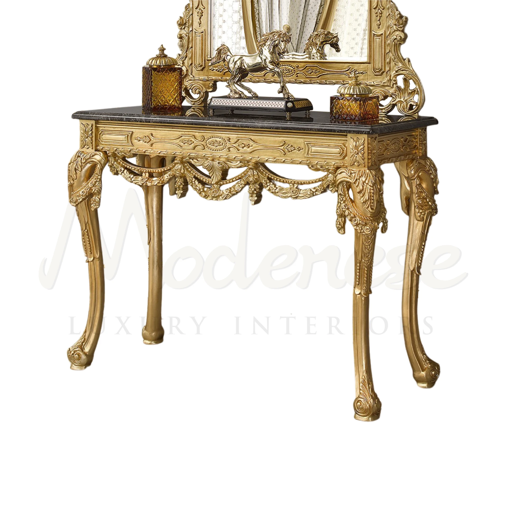 Luxurious Emperador Dark Console by Modenese Furniture, featuring solid wood craftsmanship and exquisite marble top.