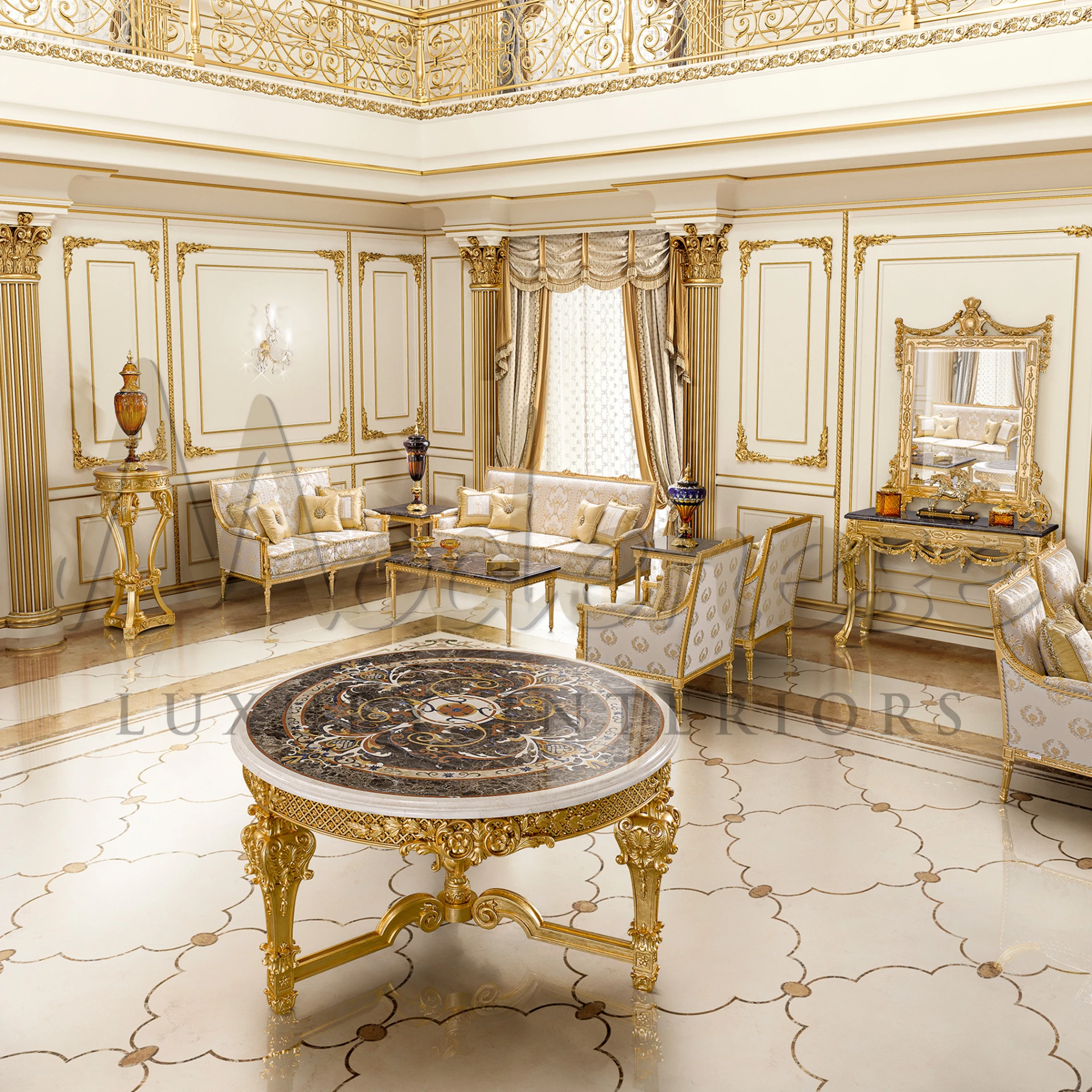 Opulent Emperador Dark Console, showcasing Modenese's skilled artisans' expertise in luxury furniture crafting.