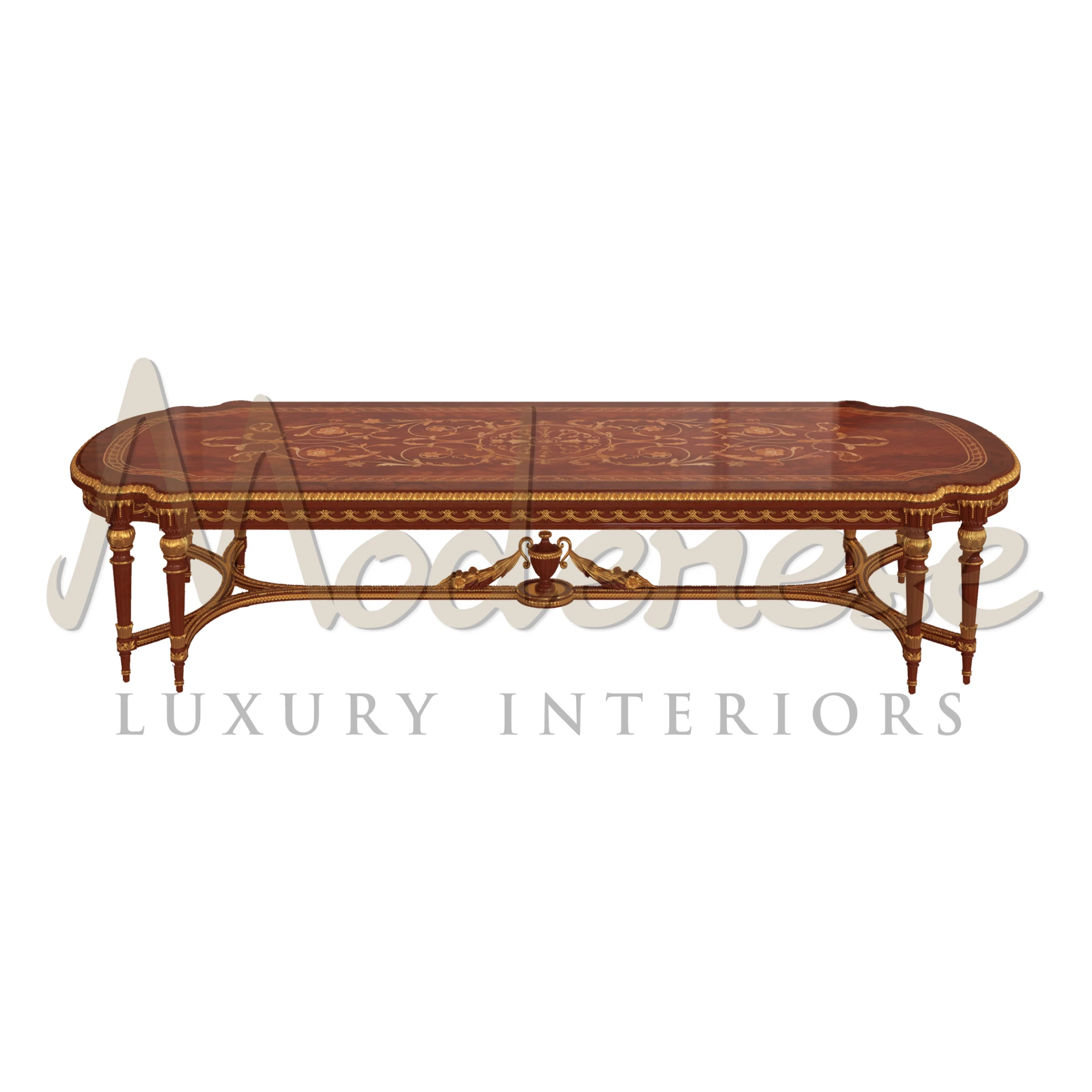Classic design, intricate inlays, seats 10. Ornate golden motifs add excellence to your living room. 