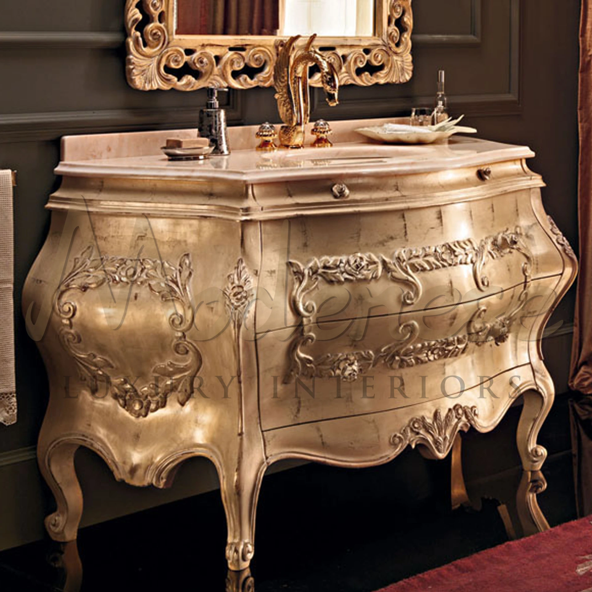Bathroom sink accessories cabinet for classical baroque design