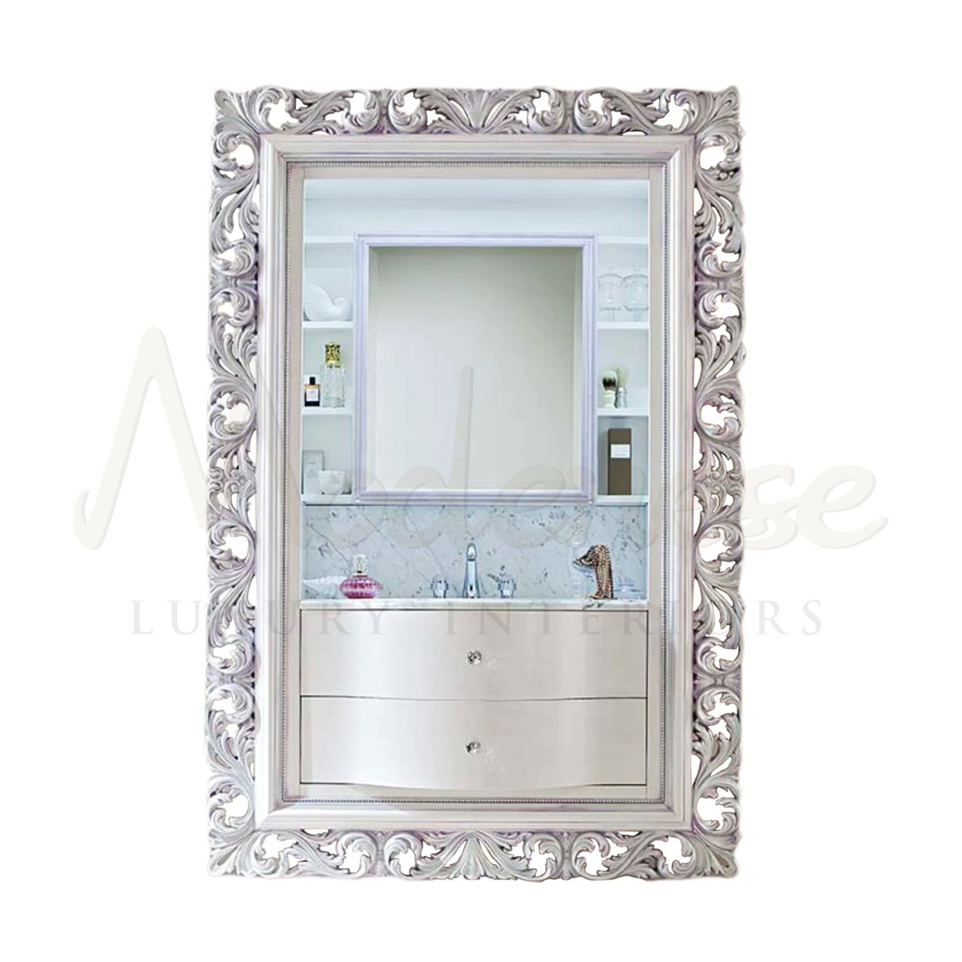 White laquered sink cabinet for elegant bathroom projects